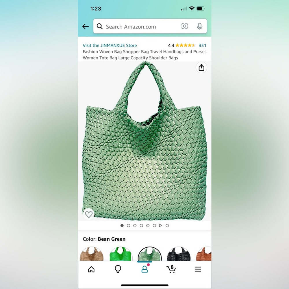Leather green braided purse